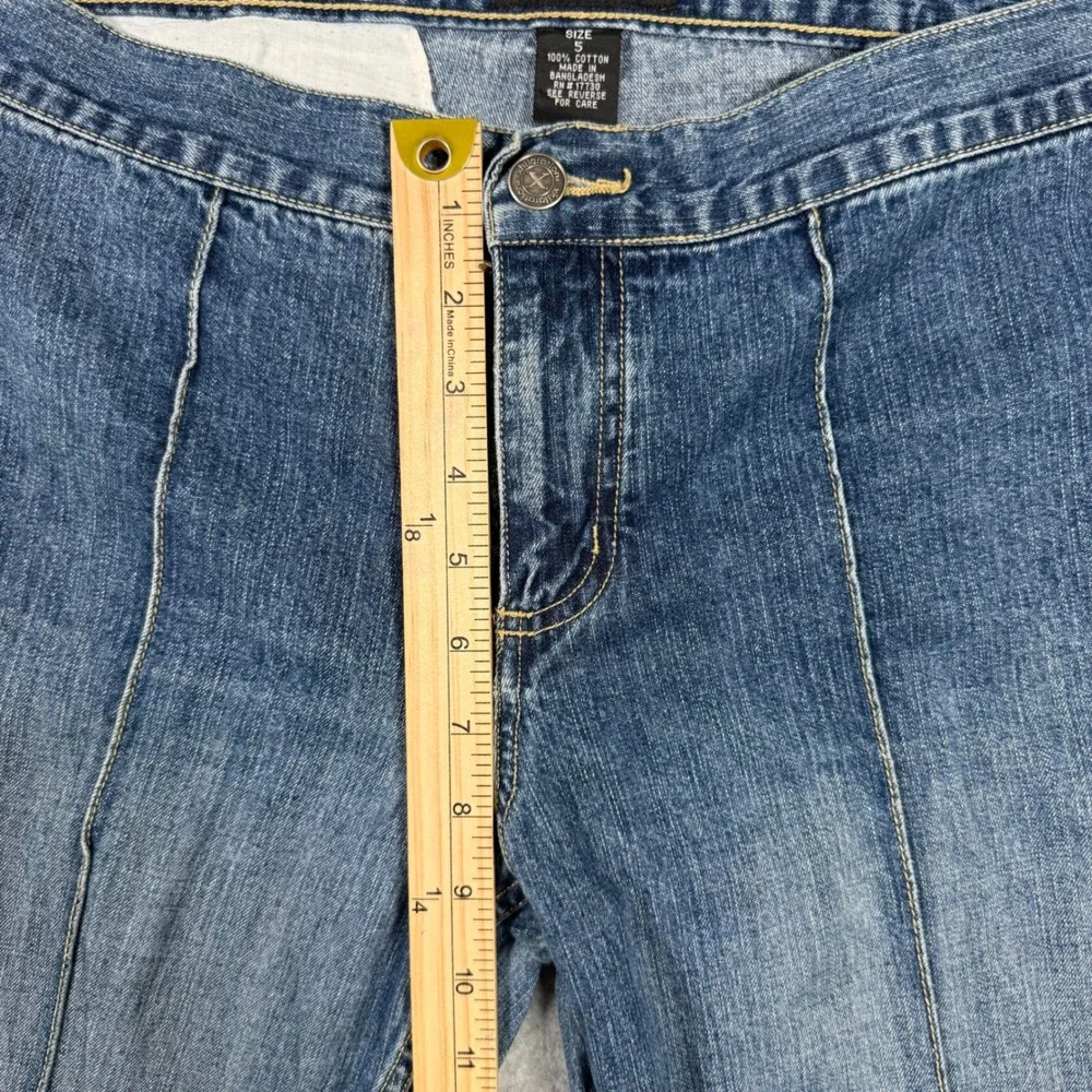 Xhilaration Vintage Y2K Flare Jeans Blue Seam Front Cotton Denim Size 5